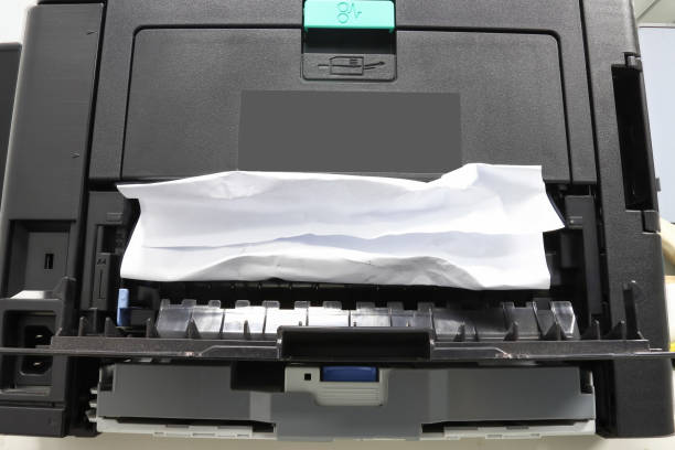 istock Paper Stuck, Paper Jam In Printer At Office 1287322363