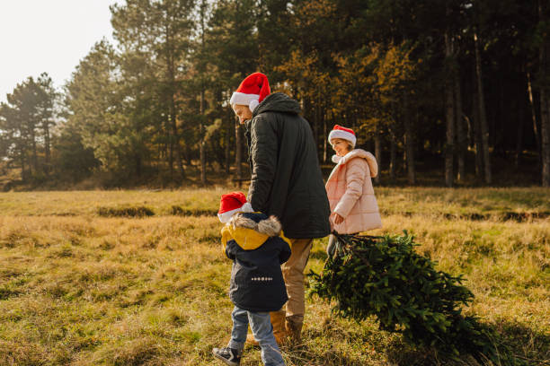 istock Carrying our Christmas tree home 1287322771