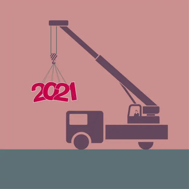 Vector illustration of 2021 New Year element design,The hoisting number 