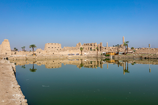 Karnak Temple and the sacred lake where priests purified themselves before performing rituals in the temple.