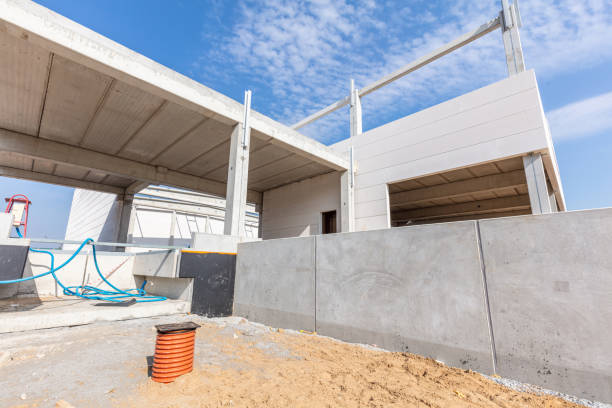 istock Warehouse construction site. Building a new industrial hall 1287331831