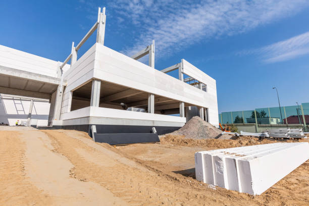 istock Warehouse construction site. Building a new industrial hall 1287331839