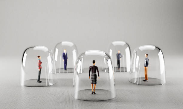 istock People meet from behind glassy protection. Social distancing 1287331871