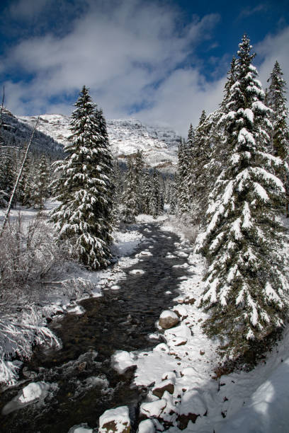 istock Winter landscape scene with mountains and snow 1287332932