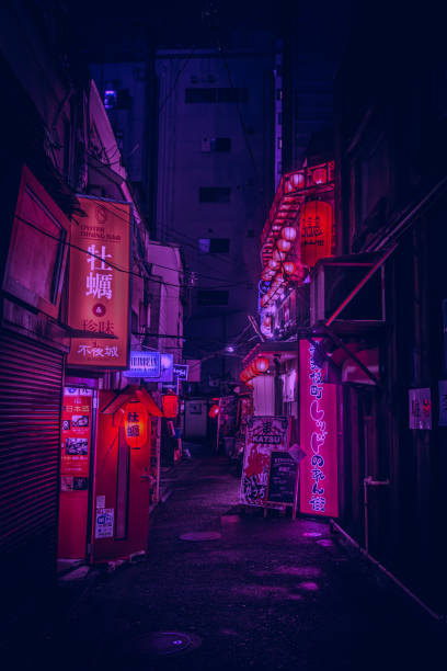 Rainy Night in Shinjuku Tokyo Japan Rainy night scene with bright glowing signs in street in Shinjuku Tokyo Japan japan sign stock pictures, royalty-free photos & images