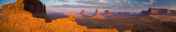 istock Setting Sun Shining on Mitten Buttes of Monument Valley - Aerial 1287333979