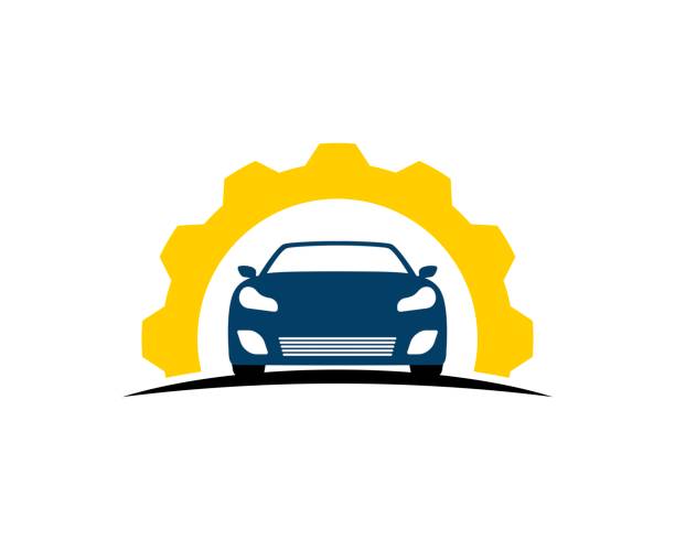 illustrations, cliparts, dessins animés et icônes de voiture de réparation avec l’équipement jaune - car symbol engine stability