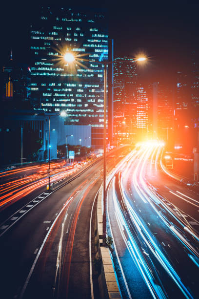 Traffic trails in Financial District