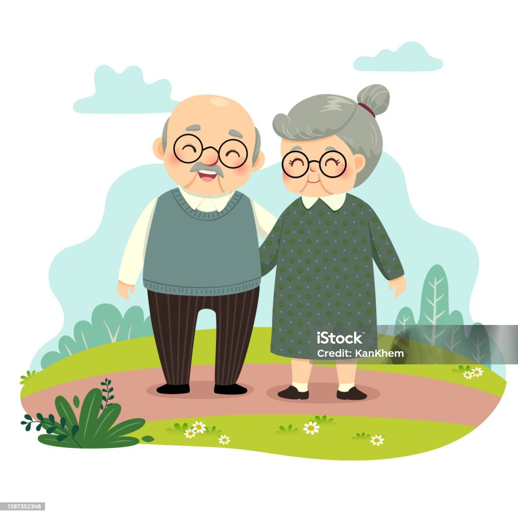 Ảnh Minh Họa Phim Hoạt Hình Của Cặp Vợ Chồng Già Đứng Và Nắm Tay ...