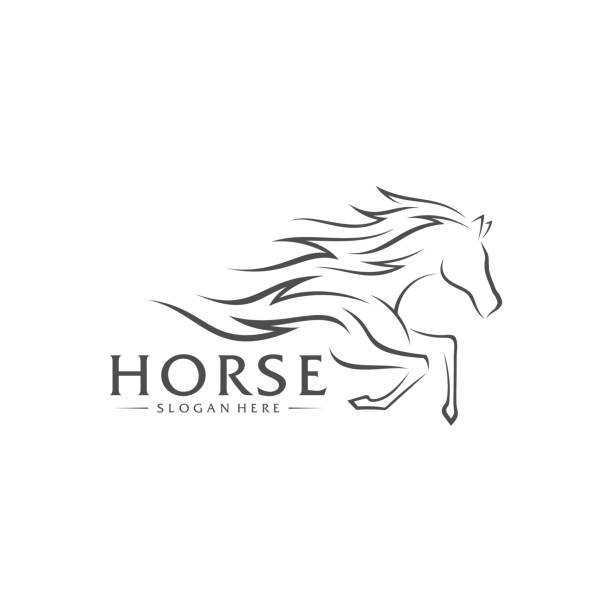 illustrazioni stock, clip art, cartoni animati e icone di tendenza di fast horse logo design vector, design creativo, modello, illustrazione - horse running vector animals in the wild