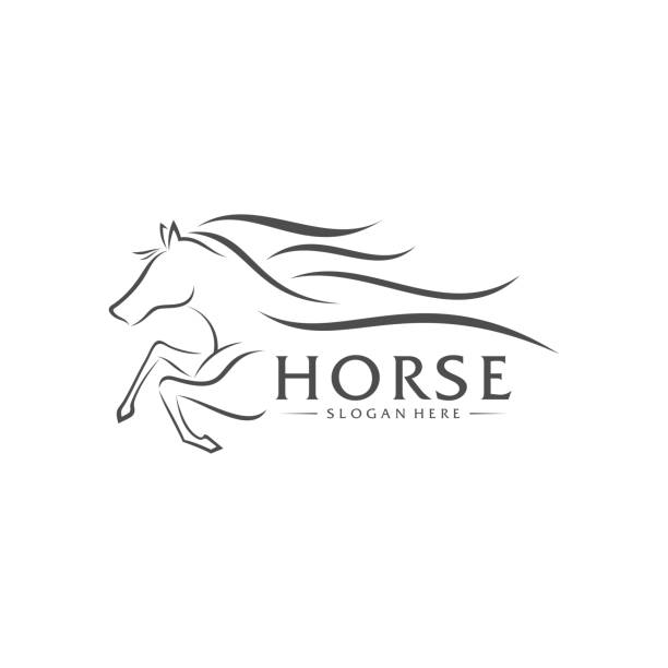 illustrazioni stock, clip art, cartoni animati e icone di tendenza di fast horse logo design vector, design creativo, modello, illustrazione - cavallo