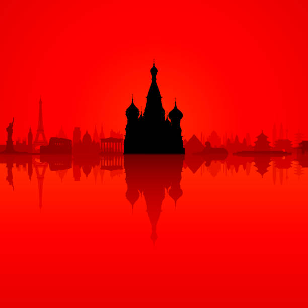 собор василия блаженного в красном и городе, москва - russia moscow russia st basils cathedral kremlin stock illustrations