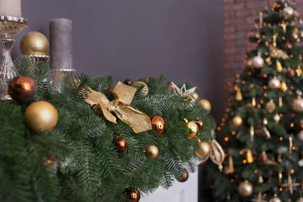 istock Beautiful christmas tree with decorations in the living room 1287358627