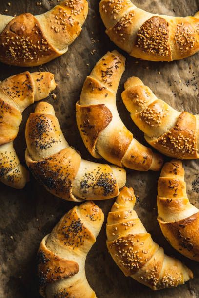 istock Salted croissant bun roll. Homemade pastry. 1287359177
