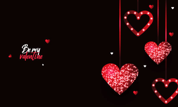 Valentines day background with hearts and glowing red glitter heart Valentines day background with hearts and glowing red glitter heart Valentines Day Images stock illustrations