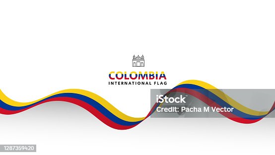 istock Colombia flag wave flowing flutter banner concept with white copy space background vector. 1287359420