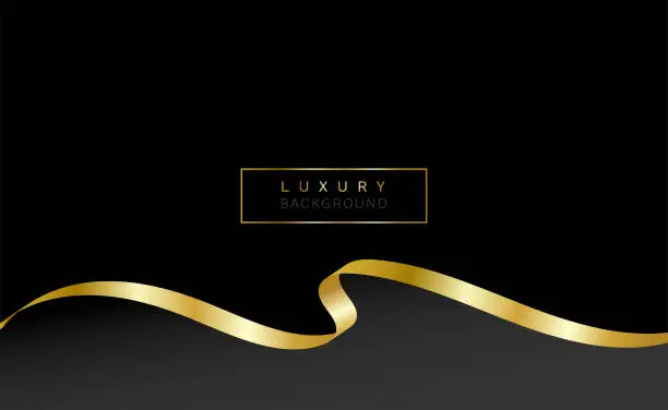 Vector illustration of Luxury gold wave flowing banner vector on dark background.