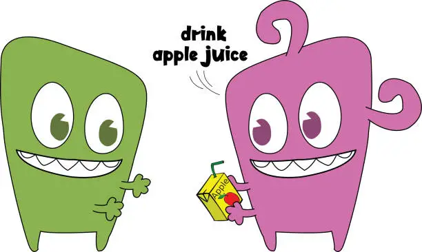 Vector illustration of drink apple juice