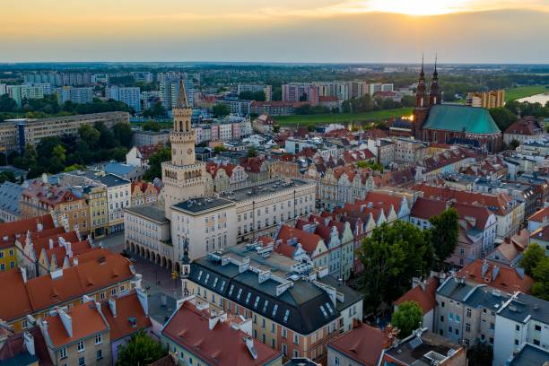 istock Aerial drone view on Opole town hall 1287367519