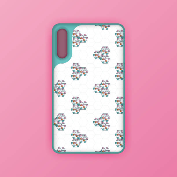 istock pink mobile phone mockup template. abstract illustration of geometric and hexagon seamless design. smart phone screen mockup design. Can be used for marketing, advertising, social media, print 1287371905