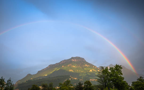 istock Double rainbow over the mountains. Switzerland. Alps. 1287374583