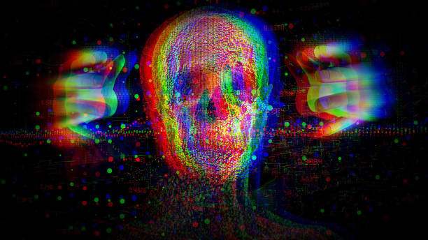 Skull made digital code Skull made digital code sabotage stock pictures, royalty-free photos & images