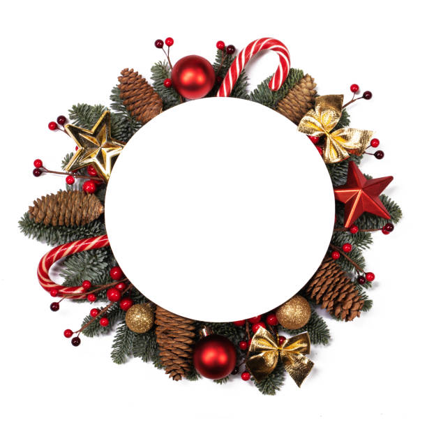 istock Christmas blank card with decor isolated 1287378117