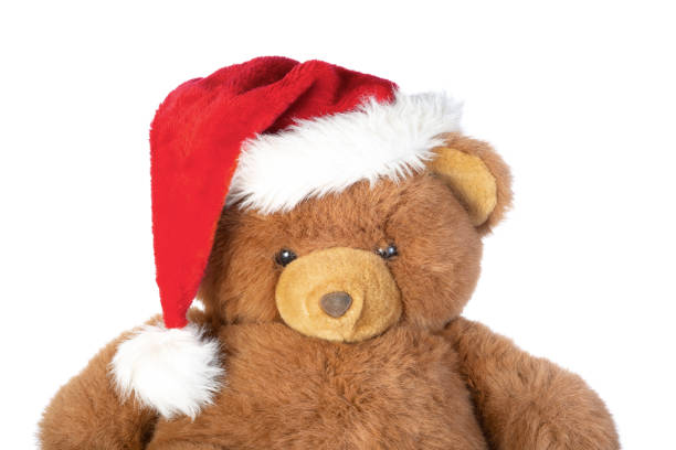 istock Teddy bear in christmas hat, isolated on white background. 1287378405