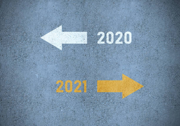istock Old 2020, new 2021 (in yellow) road markings. 1287378794