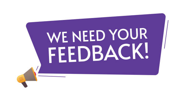 Feedback need loud message from megaphone loudspeaker information message concept flat cartoon text illustration