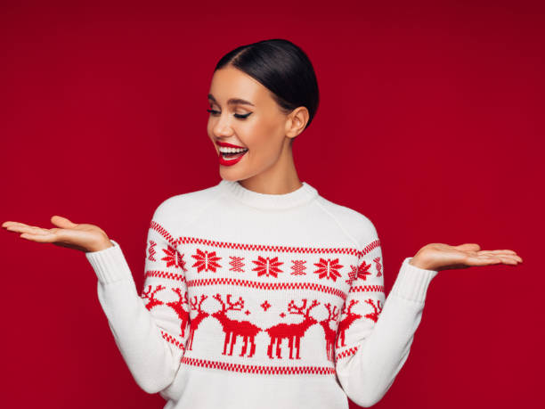 Beautiful woman presenting your product