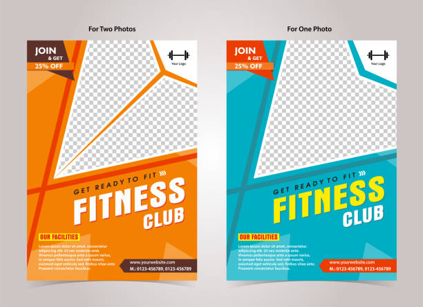 GYM Fitness Flyer A4 size template with Photo Space. GYM Fitness Flyer A4 size template Creative Design with Photo Space. graphic print photos stock illustrations