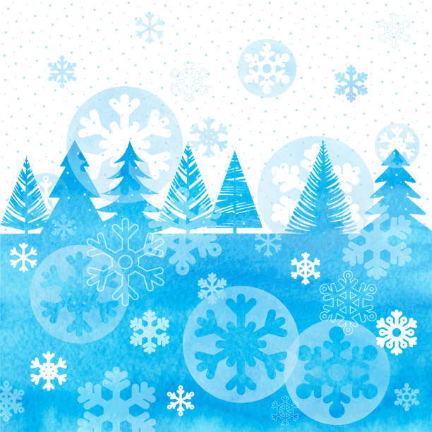 рождественский фон - pine tree brush stroke winter snow stock illustrations