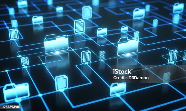 Files And Folders Network Stock Photo - Download Image Now - Document, Technology, Digital Display