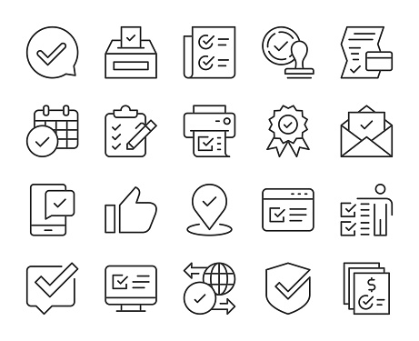 Approve Light Line Icons Vector EPS File.