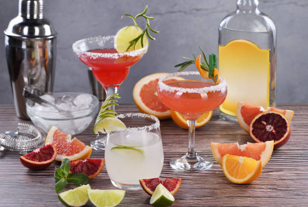 istock Drinks and cocktails with Tequila-based different citrus fruits 1287396084