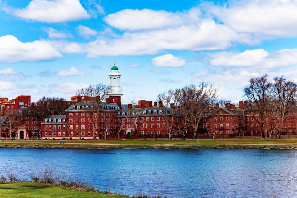 панорама dunster house cambridge и река чарльз - harvard university стоковые фото и изображения