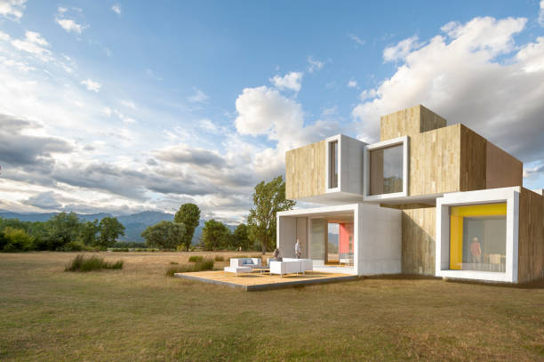 istock Cubic modern house in country setting 1287397832