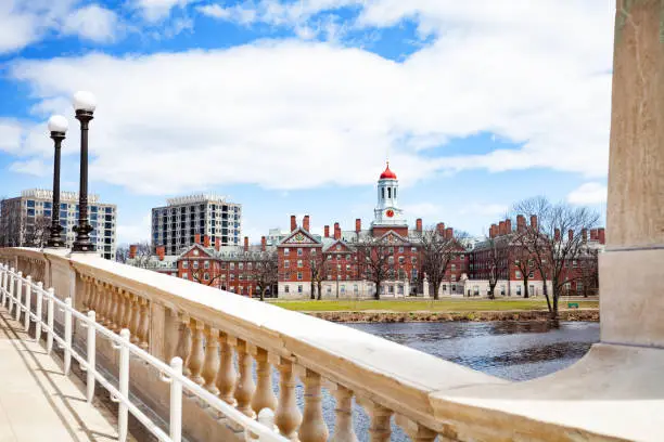 Anderson Memorial Bridge and Dunster House view in Cambridge near Boston Massachusetts, USA