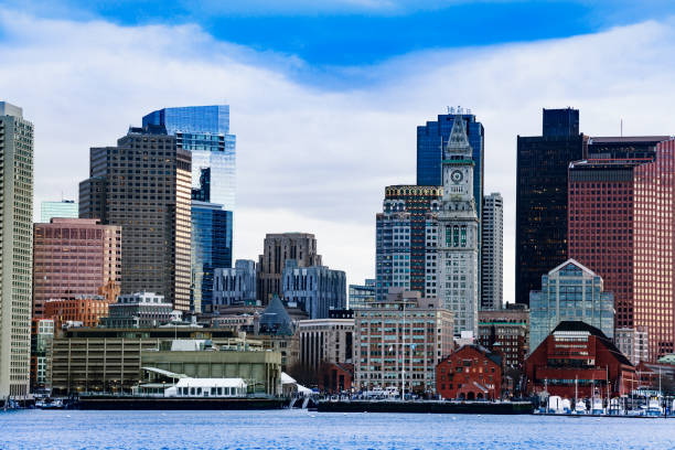 istock Boston city downtown view with clocktower, MA, USA 1287397843
