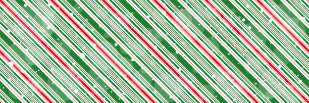 pfefferminze zuckerrohr weihnachten hintergrund mit diagonalen streifen und glänzende schneeflocken druck nahtlose muster - peppermint candy stick striped stock-grafiken, -clipart, -cartoons und -symbole