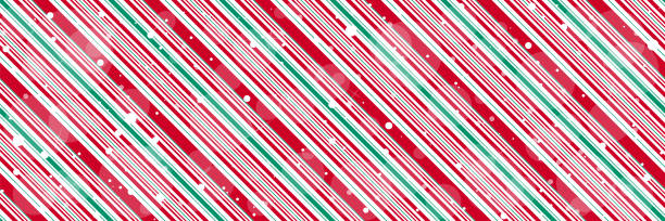 pfefferminze zuckerrohr diagonalstreifen weihnachten hintergrund mit glänzenden schneeflocken druck nahtlose muster - peppermint stock-grafiken, -clipart, -cartoons und -symbole