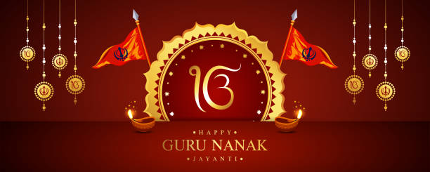 ilustrações de stock, clip art, desenhos animados e ícones de happy gurpurab, guru nanak jayanti, sikh festival background. - god spirituality religion metal