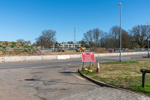 Part of the extensive construction of the new A14 in Huntingdon, Cambridgeshire, England, UK.