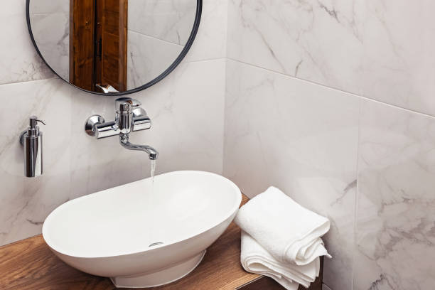 istock Details of modern stylish bathroom interior 1287404854