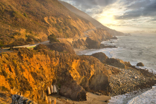 istock Big Sur coastal highway and landscape during golden hour sunset 1287408449