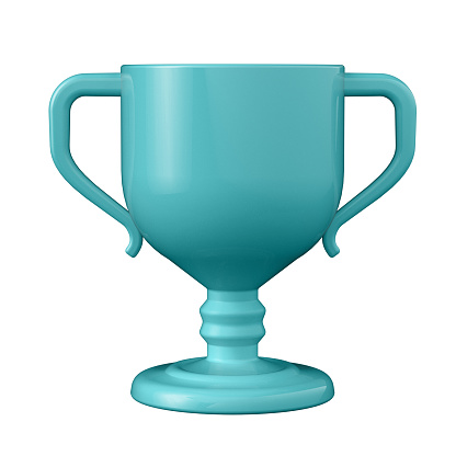 3D illustration. Cup in cartoon style not white background. Well suited for a landing page, mobile app, or website. Isometric or parallel view. Cup for the winner who achieved success