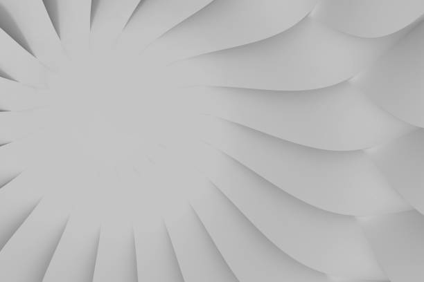istock Modern realistic abstract parametric three-dimensional background of a set of wavy swirling white three-dimensional petals converging in a cent. 3D illustration 1287410130