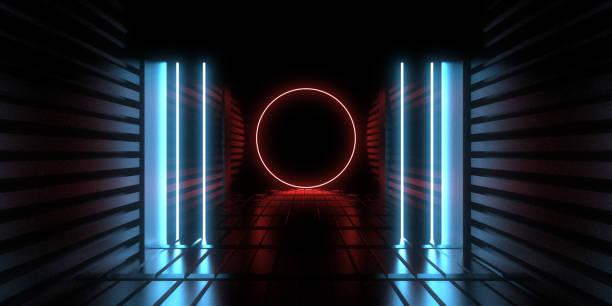 istock 3D abstract background with neon lights. neon tunnel .space construction . 3d illustration 1287411527