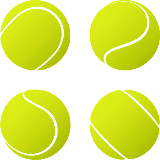 stockillustraties, clipart, cartoons en iconen met reeks tennisballen die op witte achtergrond worden geïsoleerd - tennisbal